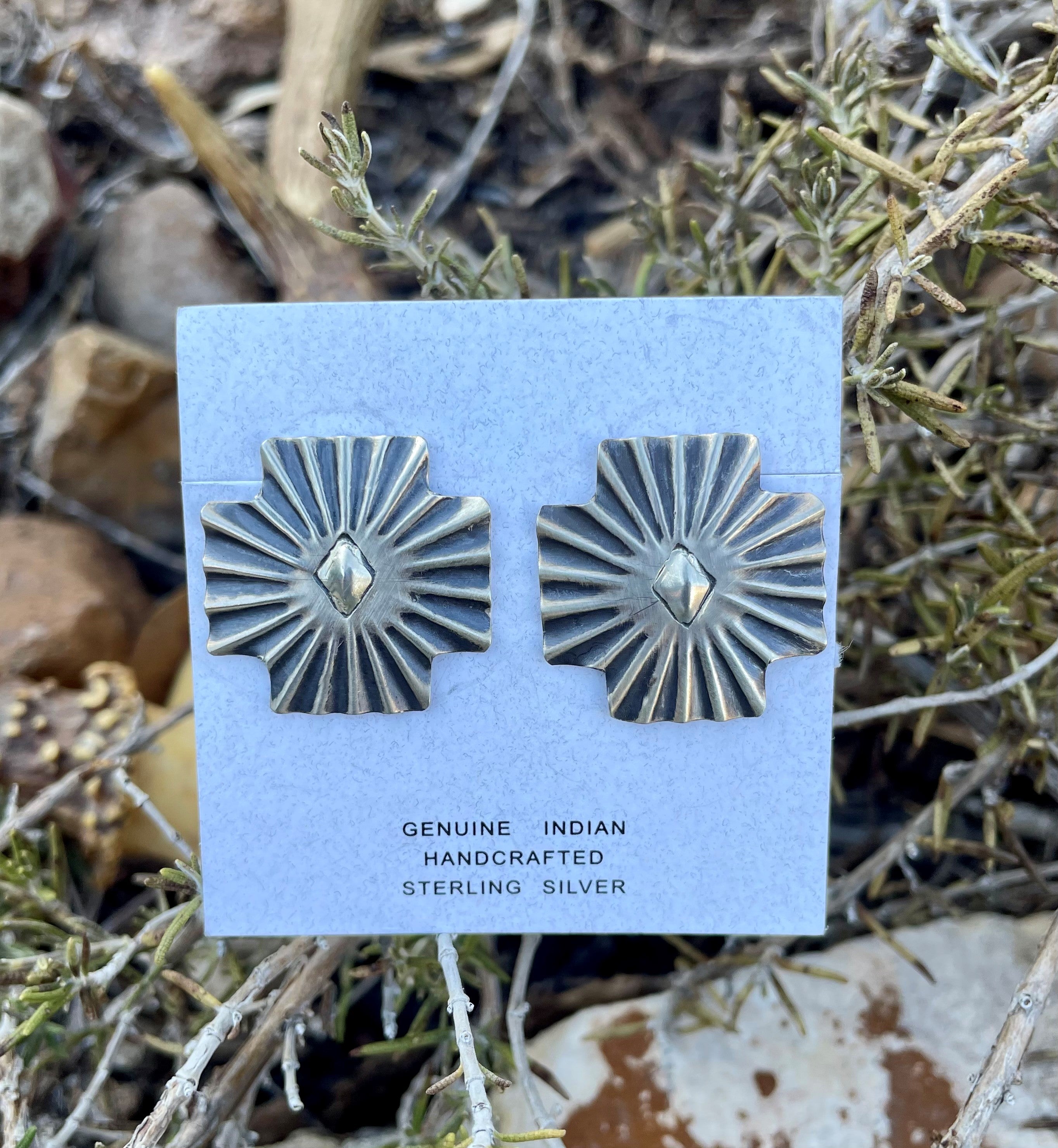 Sterling Silver Concho Earrings